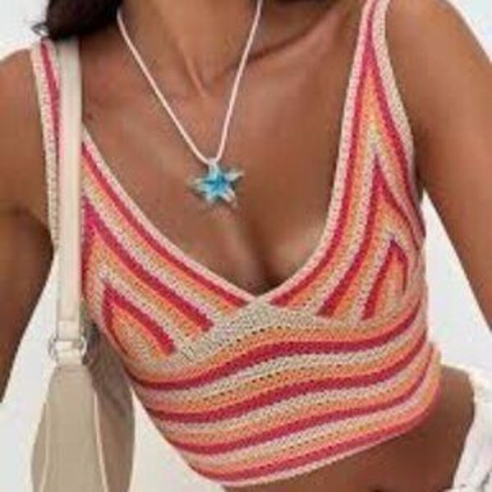 NWT Princess Polly Bonito Top pullon crop crochet knit cami tank top boho S/M